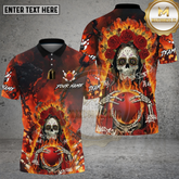 Maxcorners Bowling Fiery Sugar Skull Rose Flame Bowling Ball Gothic Team Style Multi Options Personalized Name, Team Name Unisex 3D Shirt (4 Colors)