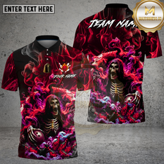 Maxcorners Bowling Grim Reaper Smoke Multi Options Personalized Name, Team Name Unisex 3D Shirt (4 Colors)