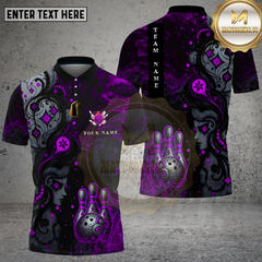 Maxcorners Bowling Dark Gothic Red Flame Pin & Ball Multi Options Personalized Name, Team Name Unisex 3D Shirt (4 Colors)