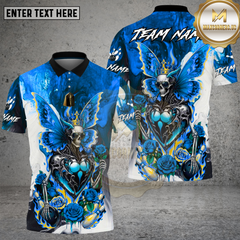Maxcorners Bowling Royal Butterfly Skull Queen Art Multi Options Personalized Name, Team Name Unisex 3D Shirt (4 Colors)