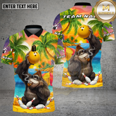 Maxcorners Bowling Tropical Gorilla Beach Style Multi Options Personalized Name, Team Name Unisex 3D Shirt (4 Colors)