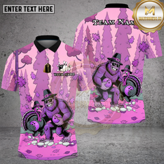 Maxcorners Bowling Autumn Bigfoot Turkey Fun Multi Options Personalized Name, Team Name Unisex 3D Shirt (4 Colors)
