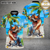 Maxcorners Bowling Summer T-Rex Beach Vibes Multi Options Personalized Name, Team Name Unisex 3D Shirt (4 Colors)