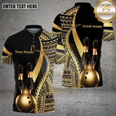 Maxcorners Bowling Tribal Gold Crown Pattern Multi Options Personalized Name, Team Name Unisex 3D Shirt (4 Colors)