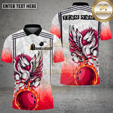 Maxcorners Bowling Phoenix Flame Power Multi Options Personalized Name, Team Name Unisex 3D Shirt (4 Colors)