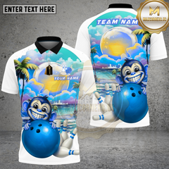 Maxcorners Bowling Tropical Monkey Sunset Multi Options Personalized Name, Team Name Unisex 3D Shirt (4 Colors)
