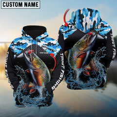 Maxcorners Trout Fishing Blue Camo Pattern Sport Jersey Personalized Name And Team Name Hoodie