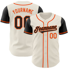Maxcorners Custom Cream Black-Orange Authentic Two Tone Baseball Jersey
LM0609
