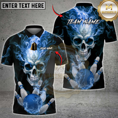 Maxcorners Bowling Flaming Skull Multicolor Customized Name, Team Name 3D Shirts