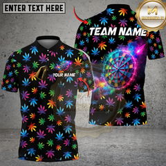 Maxcorners Darts Happy Rainbow Leaf And Dartboard Personalized Name, Team Name 3D Shirt
