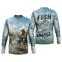 Maxcorners Don't Stand A Chance Men Fishing Shirt, SPF Long Sleeve Shirts, Presents For Fishermen