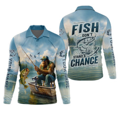 Maxcorners Don't Stand A Chance Men Fishing Shirt, SPF Long Sleeve Shirts, Presents For Fishermen