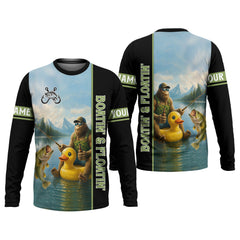 Maxcorners Boatin And Floatin, Bigfoot Fishing Shirt, UPF Fishing Shirts, Men Long Sleeve Shirt, Mens Casual Shirts
