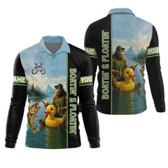 Maxcorners Boatin And Floatin, Bigfoot Fishing Shirt, UPF Fishing Shirts, Men Long Sleeve Shirt, Mens Casual Shirts