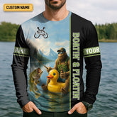 Maxcorners Boatin And Floatin, Bigfoot Fishing Shirt, Funny Fishing Shirt, SPF Shirt, Presents For Fishermen