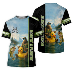 Maxcorners Boatin And Floatin, Bigfoot Fishing Shirt, UPF Fishing Shirts, Men Long Sleeve Shirt, Mens Casual Shirts