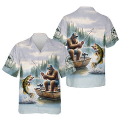 Maxcorners Bigfoot Fishing, Funny Fishing Shirt, SPF Shirts For Men, Hooded Long Sleeve Shirt, Fisherman Gift