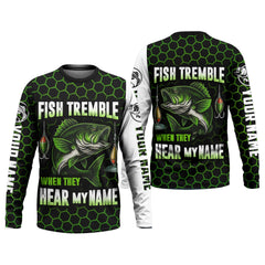 Maxcorners Fish Tremble When They Hear My Name, SPF Long Sleeve Shirts, Funny Fishing Shirt, Men Long Sleeve Shirt