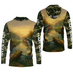 Maxcorners Camouflage Fishing Shirts, Fish Button Up Shirt, Long Sleeve Sun Shirt, Presents For Fishermen