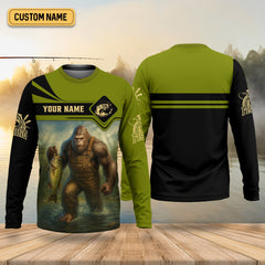 Maxcorners Bigfoot Fishing, SPF Long Sleeve Shirts, Funny Fishing Shirt, Presents For Fishermen, Bass Fishing