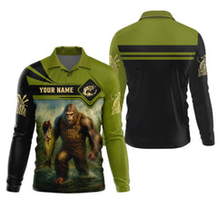 Maxcorners Bigfoot Fishing, SPF Long Sleeve Shirts, Funny Fishing Shirt, Presents For Fishermen, Bass Fishing