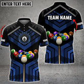 Maxcorners Personalized Name Billiards Ball Colourful 3D Polo Shirt