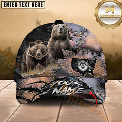 Maxcorners Hunting Leather Patch Ripped Style 3D Personalized Name 3D Cap (Deer/Moose/Boar/Bear)