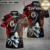 Maxcorners Billiard Shirt Skull Fire 8 Ball Neon Street Art Style Multi Options Personalized Name, Team Name 3D Shirt