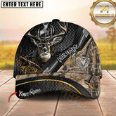 Maxcorners Deer Hunting Carbon Mesh Gold Accent Woodland Camo Personalized Name 3D Cap (6 Colors)