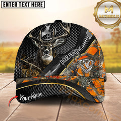 Maxcorners Deer Hunting Carbon Mesh Gold Accent Woodland Camo Personalized Name 3D Cap (6 Colors)