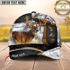 Maxcorners Deer Hunting Golden Honeycomb Pattern 3D Personalized Name 3D Cap (5 colors)