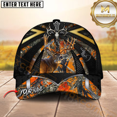 Maxcorners Hunting Whitetail Deer Viking Skull Black Gold Arrow Camo Custom Name 3D Cap (5 Colors)