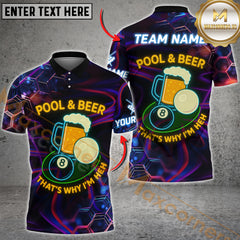 Maxcorners Billiard Pool & Beer Personalized Name 3D Unisex Shirt