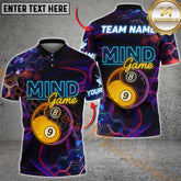 Maxcorners Billiard Mind Game Neon Style Personalized Name 3D Unisex Shirt
