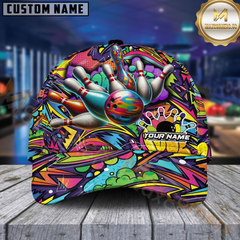 Maxcorners Bowling Graffiti Crew Personalized Name 3D Cap