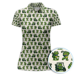 Maxcorners Funny Frog Golf Polos, Cute Frog Golf Pattern Shirt For Men, Golf Gift For Golfer