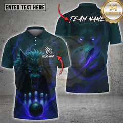 Maxcorners Dark Wolf Bowling Art Multioptions Customized Name, Team Name 3D Shirt (4 Colors)