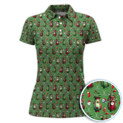 Maxcorners Christmas Pattern Golf Polos, Funny Golf Shirt For Men, Xmas Golf Gift For Golfer