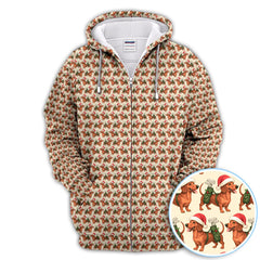 Maxcorners Funny Christmas Dachshund Pattern Polos, Xmas Golf Shirt For Men, Golf Gift For Golfer