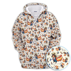 Maxcorners Funny Dachshund Golf Shirt For Men, Wiener Dog Pattern Golf Shirt, Crazy Golf Shirt For Golfer