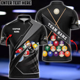 Maxcorners Billiards Sport 3 Personalized Name, Team Name Unisex Zipper Polo ( Multi Color Options )