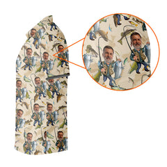 Maxcorners Custom Face Beige Funny Fishing Shirt, Personalized Fishing Shirt, Men's Fishing Shirt