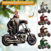 Maxcorners Custom Name Santa Bike Ornament, Christmas Gift Decoration 2D Flat LM2111