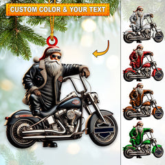 Maxcorners Custom Name Santa Bike Ornament, Christmas Gift Decoration 2D Flat LM2111