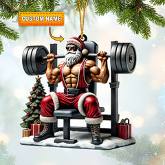 Maxcorners Santa Muscle Weightlifting Christmas Ornament, Personalized Ornament 2D Flat LM2211