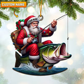 Maxcorners Fishing Santa Christmas Ornament, Personalized Ornament 2D Flat LM2211