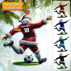 Maxcorners Custom Name Soccer Santa Ornament, Soccer Christmas Gift 2D Flat LM2211