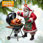 Maxcorners Merry Christmas Santa BBQ Home Decor Christmas Ornament, Personalized Ornament 2D Flat LM2211