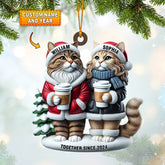 Maxcorners Couple Cats Home Decor Christmas Ornament, Personalized Ornament 2D Flat LM2211