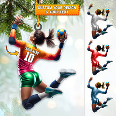 Maxcorners Custom Name and Number Woman Handball Ornament, Christmas Gift Decoration40 2D Flat LM2111